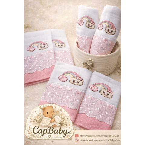 🌈 Kit Fraldinhas Arco-Íris – CapBaby