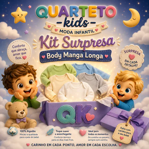 Kit Surpresa Body Manga Longa