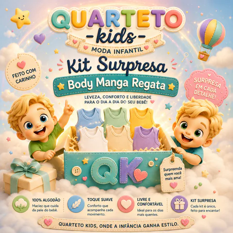 Kit Surpresa Body Manga Regata