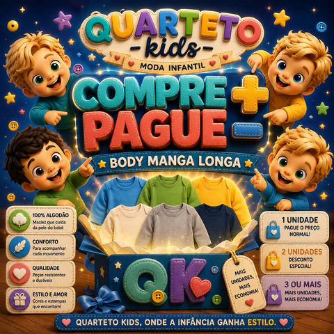 Body Manga Longa - Compre + Pague -
